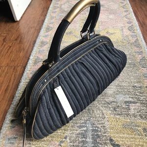 Quilted Denim and Metallic Gold Purse